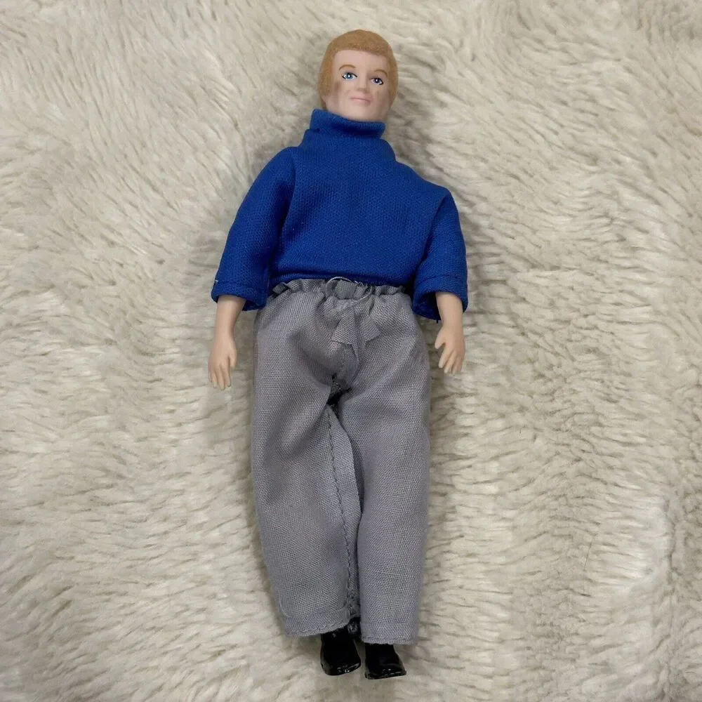 Town Square Miniatures Doll Man Father Blue Shirt 5.5” Figure 2019 Toy